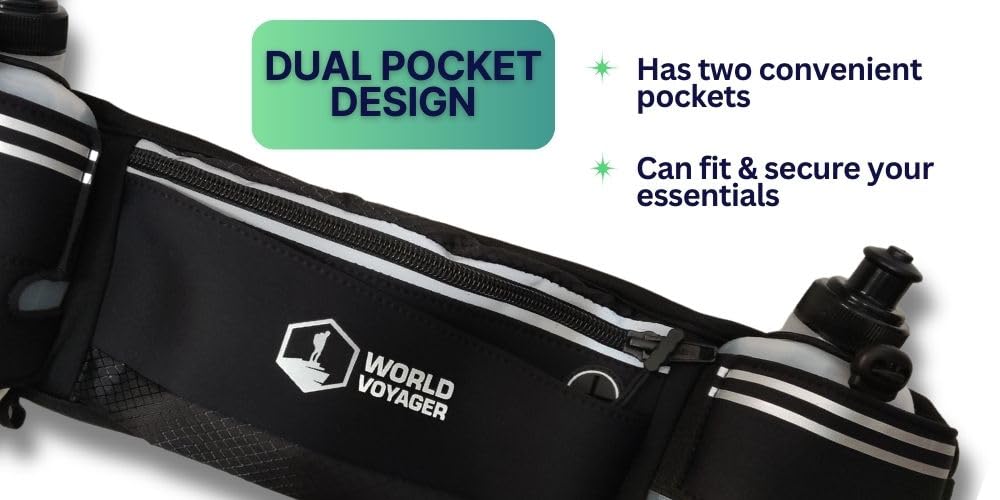 Hydrabelt Ultra Trinkgürtel für Läufer, 2 Taschen, BPA-freie Wasserflaschen, Schwarz, Einheitsgröße, Trinkgürtel mit 2 Taschen und 2 Wasserflaschen, Schwarz, Einheitsgröße, Trinkgürtel mit 2 Taschen