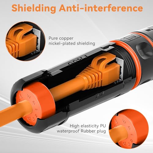Acoplador de cable Starlink, conector hembra a hembra Ethernet CAT6 RJ45 impermeable IP68 para modificación Starlink Gen 2 y extensión de internet exterior miniatura 3