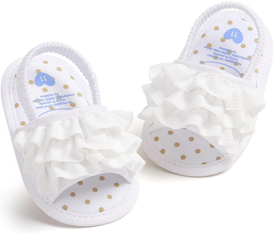 Ohwawadi Baby Boys Girls Sandals Soft Sole Summer Infant Wedding Dress Flat Shoes Beach Sandal Newborn Crib Shoes First Walkers