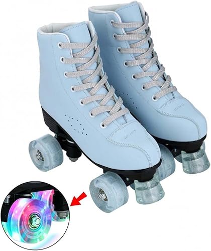 Miniatura 7 de XUDREZ Patines de ruedas para mujeres y hombres, patines brillantes de doble fila de cuatro ruedas, patines con bolsa para zapatos