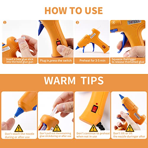 Yhfboox 40W Mini Hot Glue Gun Kit With 30Pcs Full Size Glue Sticks(7" Long),Anti-Scalding Glue Gun For School Crafts Diy Arts,Home Maintenance,Quick Repairs For Kids (Small 40W, Yellow) #TOP3