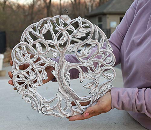 Dharmaobjects Handcrafted Wooden Celtic Tree Of Life Wall Decor Hanging Art (White) #TOP13