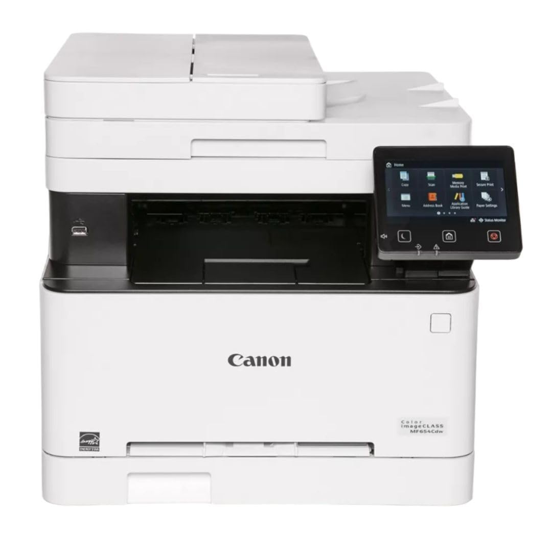 canon color imageclass mf654cdw - wireless duplex laser printer multifunction with copier scanner auto document feeder mobile ready 3 year limited warranty 22 ppm color white