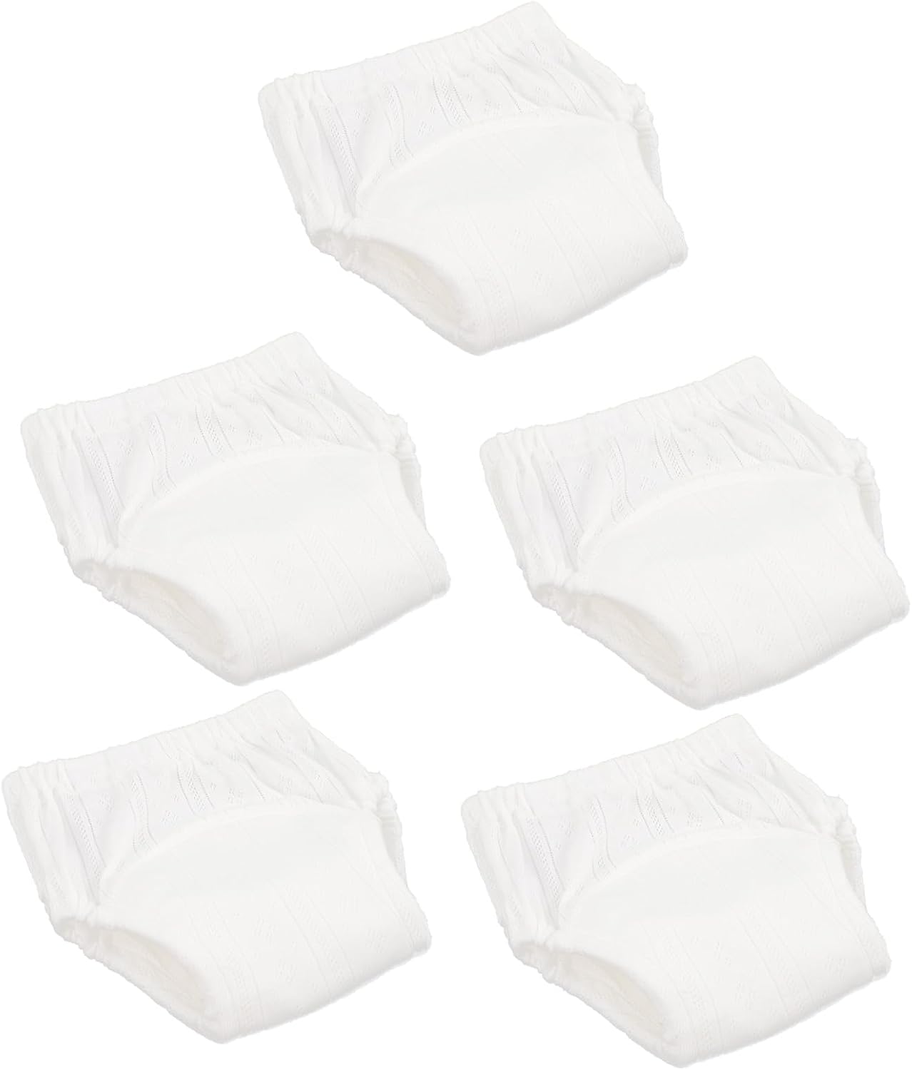 5pcs Baby Training Pants Washable Potty Training Underwear for Toddlers Cotton Absorbent Diapers for Boys and Girls Comfortable and Breathable Design White