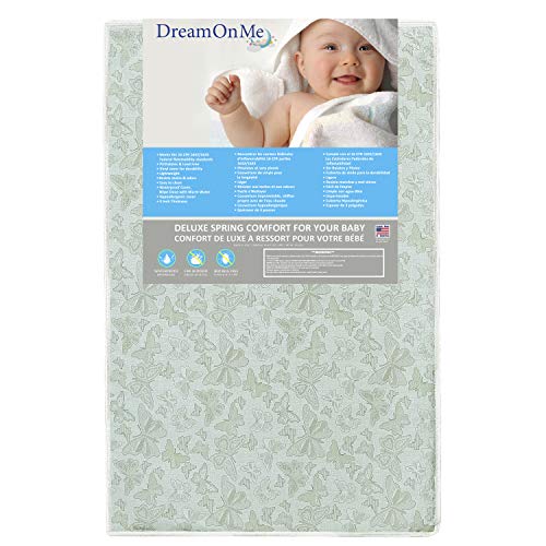 Dream On Me Little Butterflies 6 Inch 2 In 1 Fiber Core Crib And Toddler Bed Mattress | Extra Firm | 6” Fiber Core | Lightweight | Greenguard Gold Certified | Waterproof Cover | 15 Year Warranty | Reversible Design | Made In The Usa | Infant And Toddler Use #TOP1
