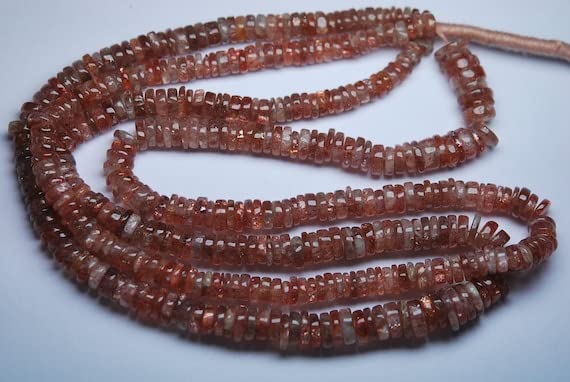 Perles pierre de soleil bouton lisse 5-6.5mm LKBEADS fil 15 pouces sunstone