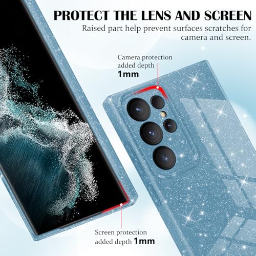 Newseego for Samsung Galaxy S22 Ultra 5G Case, Cute Luxury Sparkle Bling Glitter Case for Women Girls Soft TPU Bumper Anti-Scratch Shockproof Protective Cover for Samsung Galaxy S22 Ultra-Blue - image 4