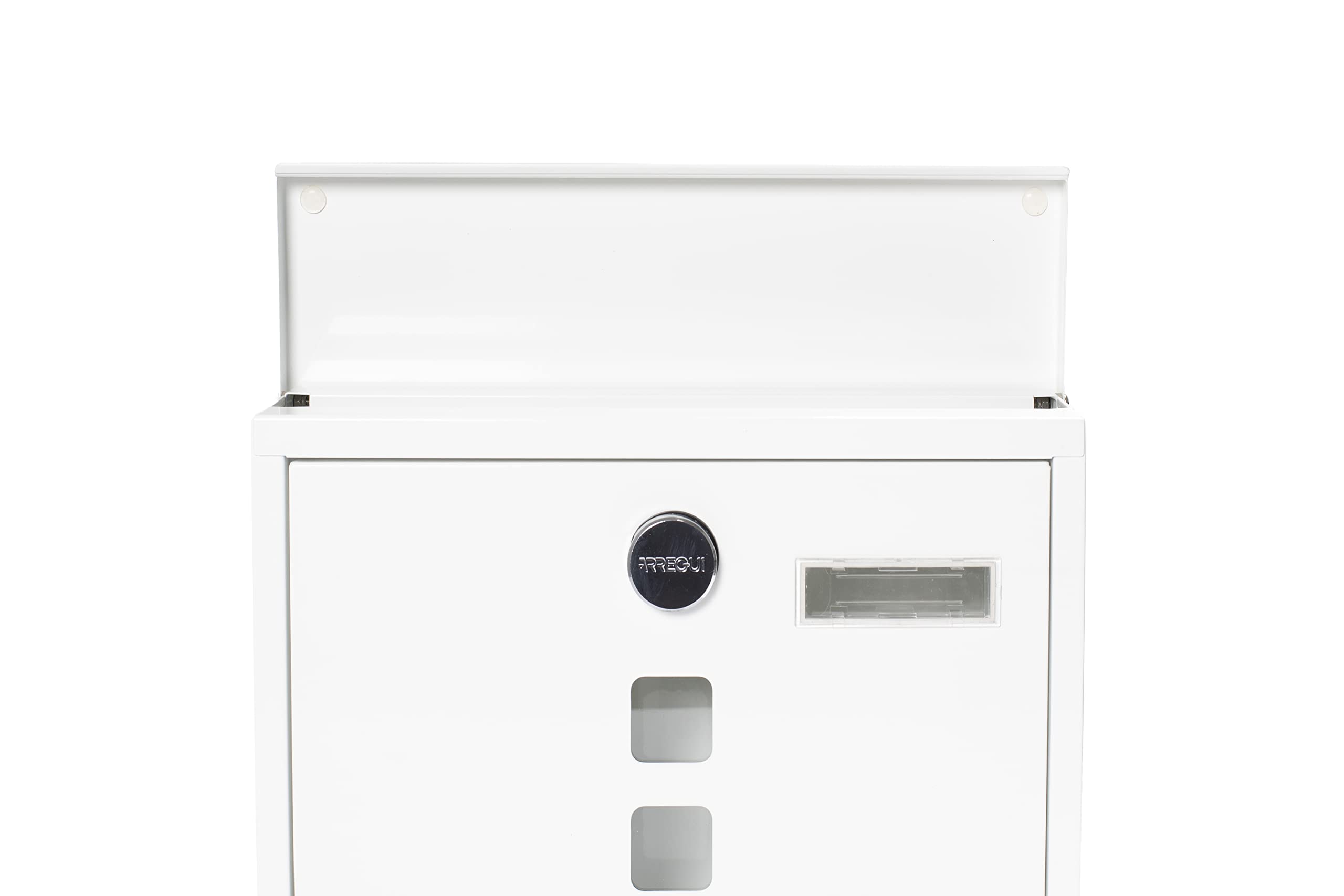 ARREGUI Chance E7101 Cassetta Postale in Acciaio, Formato M (DIN A4), Cassetta della Posta con Serratura Coperta e Portanome, Facile de Montare, Bianco