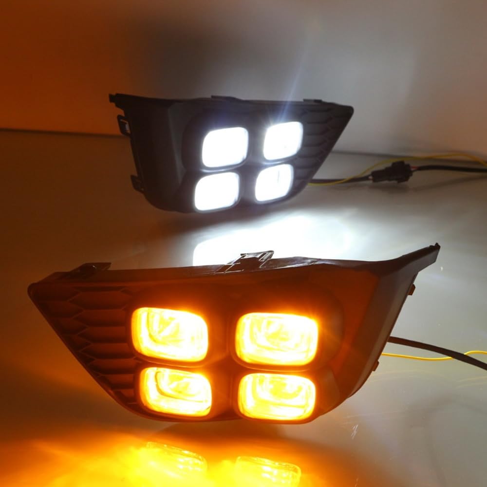 Luci di marcia diurna a LED DRL 12W 6000K 4LEDs Fendinebbia + Segnali di direzione gialli