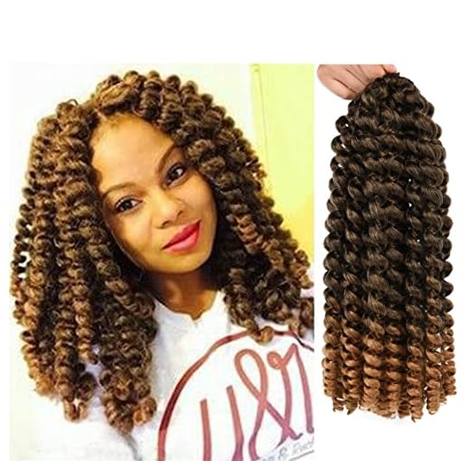 Wand Curl Crochet Braids ombre Brown African American curly Twist Braids Hair Synthetic Crochet Braiding Hair Extensions 6 Packs (12inch, T27)