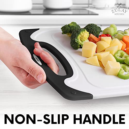 Zulay Kitchen (3-Piece Set) Cutting Boards For Kitchen Dishwasher Safe - Plastic Cutting Board Set - Non Slip Kitchen Cutting Board With Juice Groove - Multiple Sizes (Black, Gray, Red) #TOP2