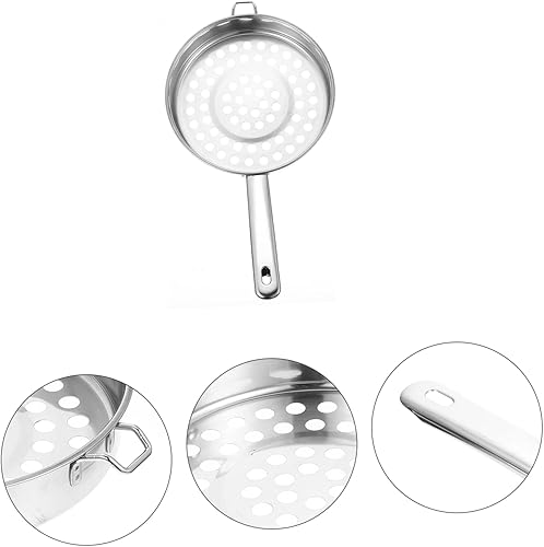 Miniatura 2 de KALLORY Agujero grande Colador de camarones fríos Escurridor de fregadero de acero inoxidable Cuchara Cesta de secado Cucharas medidoras Cesta de