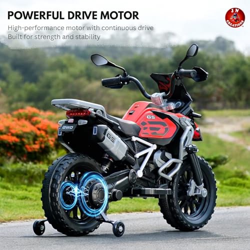 Image of DL-777 12V Battery-Powered Ride-On Motorcycle for Kids | Electric Bike with Twist Throttle, Lights & Sounds, Rear Suspension, Side Wheels | for Boys & Girls (2-6 Years) (Blue)