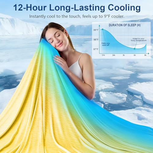 Image of KMUSET Cooling Blanket Queen Size (90 inchx90 inch), Double Sided Summer Cooling Blankets for Hot Sleepers & Night Sweats, Lightweight Blanket for Sofa Bed Couch, House Warming Gifts New Home Ginger Yellow