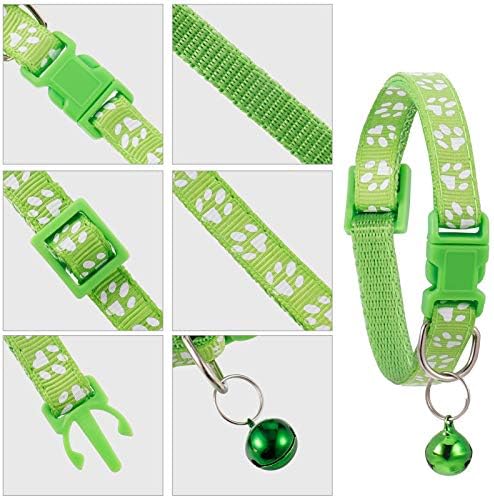 Heyu-Lotus 15-Pack Puppy Collars with Bell, Paw Print Puppy Whelping Collars Quick Release Buckle Adjustable Leash Pet Safety Collars for Puppies and Cats