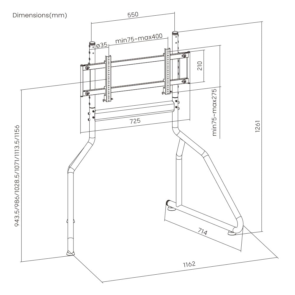 OPLITE - R8 Single Monitor Stand Black - Support Simple écran Universel