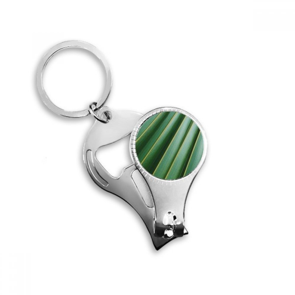 Porte-clés décapsuleur coupe-ongles feuille verte nature pour homme et femme