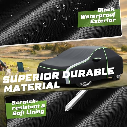 Image of Mixsuper Liner Car Cover for Nissan Sentra 2000-2026, 7 Layers Waterproof Car Cover Accessories for Sentra with Zipper Door, Windproof Straps, Reflective Strips, Anti-UV, All Weather