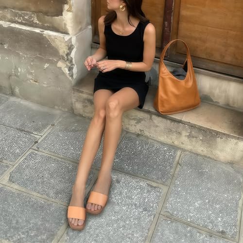 Image of FITORY Women's Slide Sandals Fashion Square Open Toe with Cushioned Footbed Slippers for Beach Size