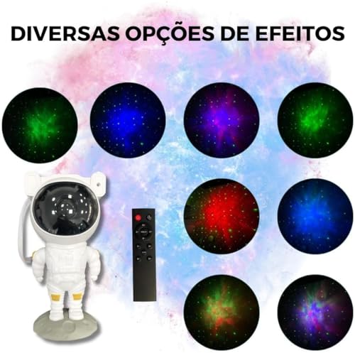 Projetor De Luzes Galáxia Estrelas Astronauta Com Controle