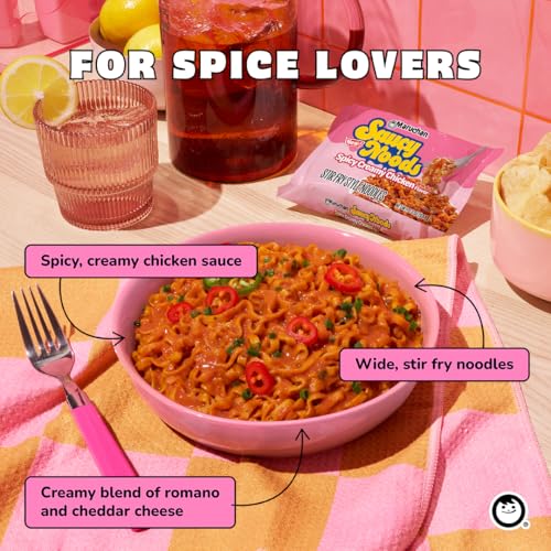 Image of Maruchan Ramen Spicy Creamy Chicken Noodles, Saucy Noods - Stir Fry Style, Bold Korean-Inspired Sauce, Rich Flavor, Made in USA - 3.3 Oz. (20 Pack)