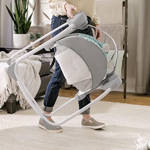 Ingenuity, Ity Ingenuity, Swingity Swing, Goij, zusammenklappbare und tragbare Babyschaukel mit 6 Schaukelgeschwingkeiten, 2 Spielzeugen, 5-Punkt-Gurt und Tragegriff
