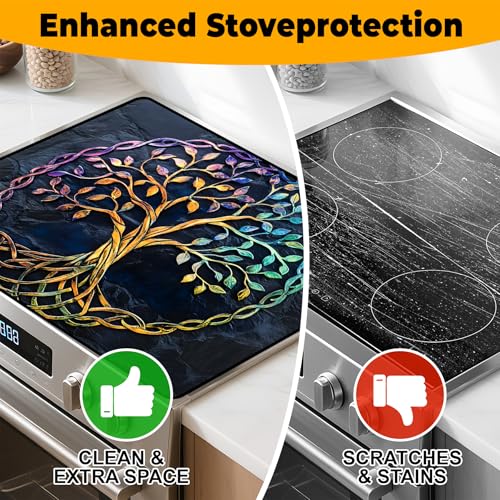 Stove Top Cover for Home Decoration Kitchen Pad Non-Stick Washable Cooktop Covers Countertop Protector Keep Stove Clean 28"x20" (Tree of Life) by BVBOX - Used condition - Image 6
