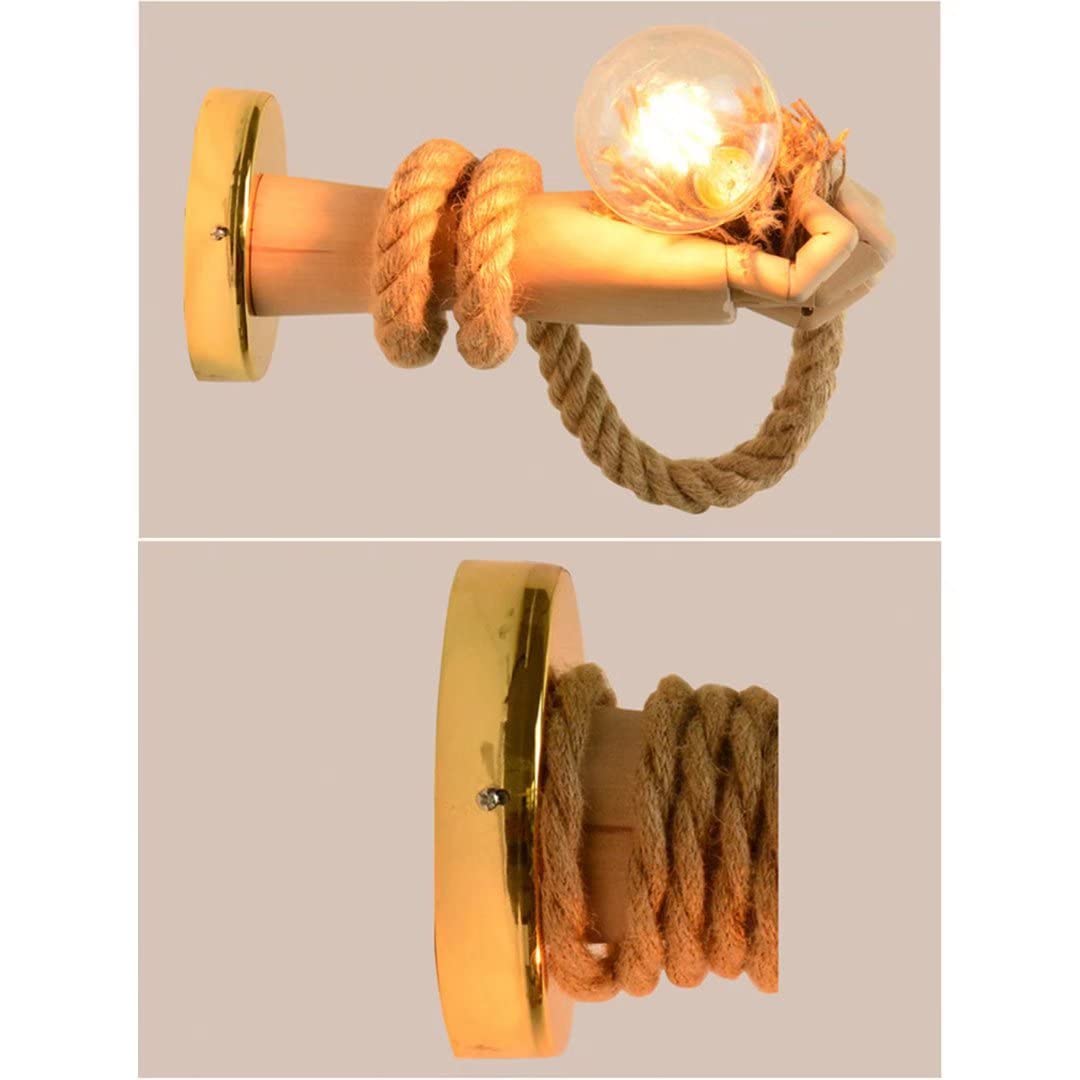iDEGU 2 pezzi Lampada da Parete Vintage 15CM Applique da Parete in Legno Metallo Design Gabbia