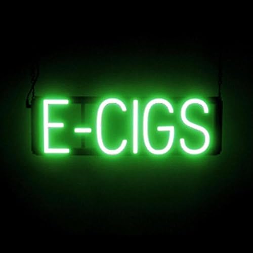 SpellBrite E-CIGS - Letrero LED de neón para tiendas de humo, 20.1 x 6.3 pulgadas, ultra brillante, eficiencia energética, LED de larga duración,