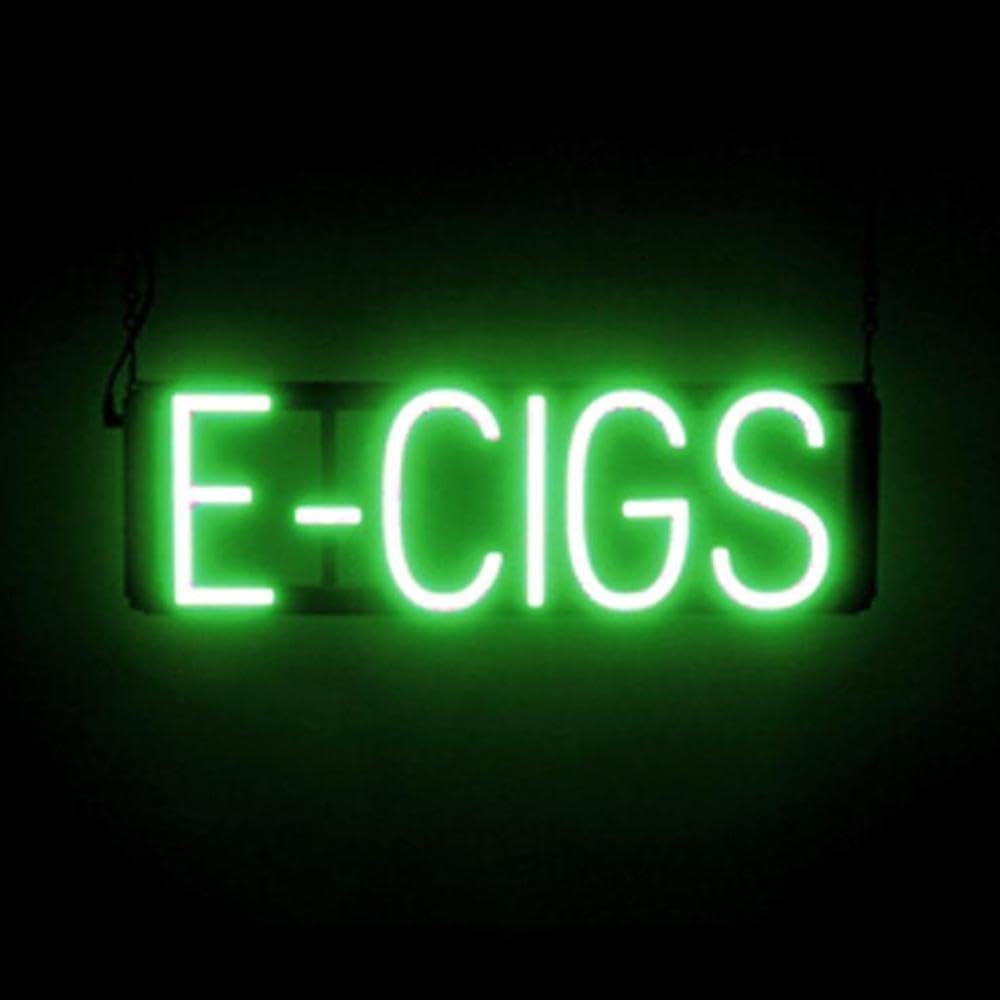 SpellBrite LED Neon E-CIGS Sign for Business - Green, 20" x 6"