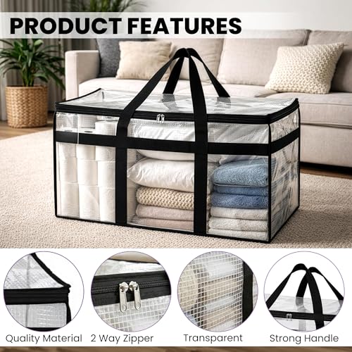 Image of Storite 2 Pack Transparent Storage Bag 82L Trans.Checks-57x40x36cm