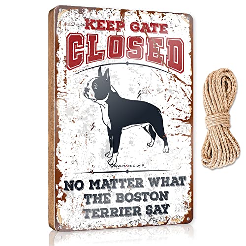 QUADRIVEX Sign Wood Of I Saw That Funny Door Window Keep Gate Closed No Matter What The Boston Terrier Say Wooden Sign(20X30CM)