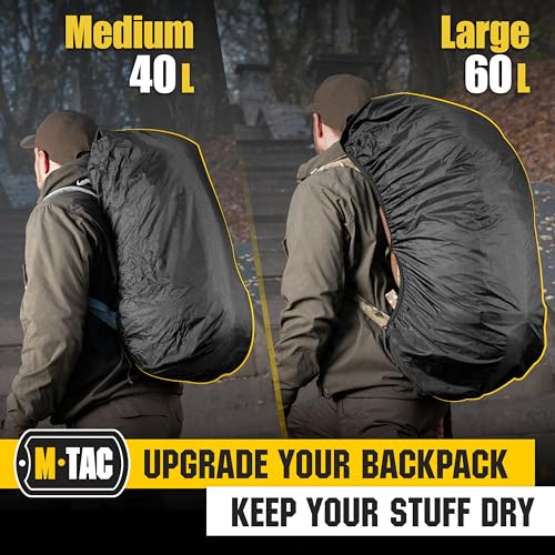 M-Tac Backpack Rain Cover Waterproof - Bag Rain Cover 30-40L - for Hiking Travel Camping Military (Black, Medium) by M-Tac - Image 3