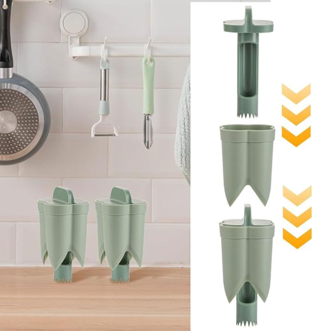Kit 2 Évideurs De Fruits Et Légumes - Corer Tomate Et Poivron - Plastique ABS - Vert Et Jaune