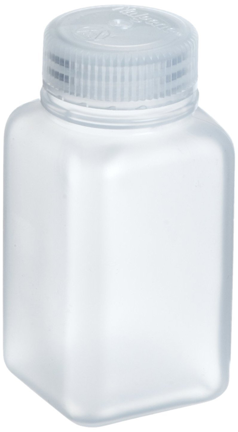 Nalgene 2110-0032 Polypropylene Copolymer Wide Mouth Square Bottles with Polypropylene Screw Closures, 1000ml Capacity (Case of 24)