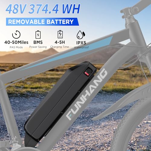 Electric Bike for Adults, 26'' 1000W Peak Ebike, Up to 50 Miles 21.7MPH Electric Mountain Bike with 48V Removable Battery, Adjustable Stem, Lockable Suspension Fork, 21-Speed, UL 2849 Certified