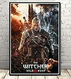 Impresiones sobre Lienzo 1 Unidades Witcher Hunting Poster Wall Art Modern Painting Game Impreso Living Room Home Decor (50x70cm) Sin Marco