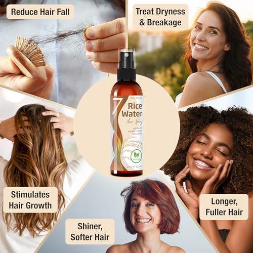 Seven Minerals New Fermented Rice Water For Hair Growth - Infused With Rosemary, Biotin, Caffeine, Keratin Vegan Non-Greasy Spray Naturally Thicker thumb #2