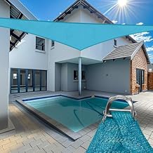 Triangle Reinforced 20 x 20 x 20 Turquoise Sun Shade Sail T28 Canopy Awning for Patio Backyard Lawn Garden Outdoor Activities Grade UV Block Mesh Netting, We Can Make Custom Sizes