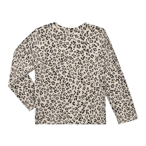 Aflyko Animal Print Boys Girls Rash Guard Shirts Leopard Wild Animal Print Cute Brown Kids' Rashguard UPF 50+ UV Sun Protection Swim Shirt Summer Autumn Quick Dry Long Sleeve Shirts 7-8T2