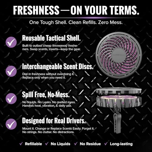 Image of Drive Time Truck Puck Thai Orchid Fragrancee Car Air Freshener - Long-Lasting Car Deodorizer, Refillable Vent & Visor Clip Auto Air Freshener for Car, Truck & SUV, Premium Fragrance, Pack of 3