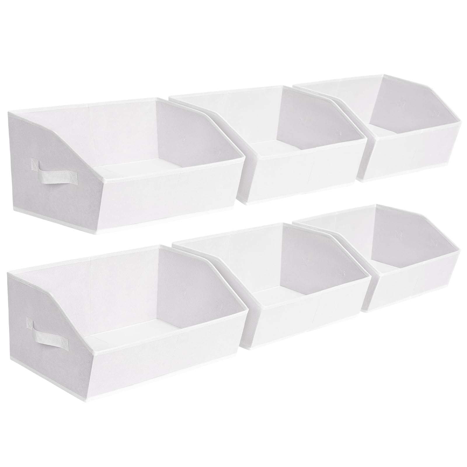 Homsorout Fabric Bins for Organization - Trapezoid Storage Cubes, Large Baskets for Storage, 6 Pack Shelf Baskets, Closet Organizer Bins for Clothes, Books, Home, Office, White