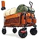 TIMBER RIDGE XXL Bollerwagen Faltbar Breite Reifen Strandwagen mit Seitentasche Getränkehalter Verstellbarem Griff, Gartenwagen für Alle Gelände, Draussen Camping Einkaufen, 100kg Belastbarkeit