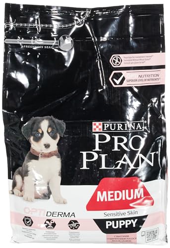 Pro Plan Dog Medium Puppy Hund, Sensitive Skin, salmón y con arroz, comida seca, paquete de 1 unidad (1 x 3 kg)