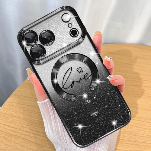 Image of ZIYE Magnetic Case Designed for iPhone 17 Pro Max Glitter Case-Black