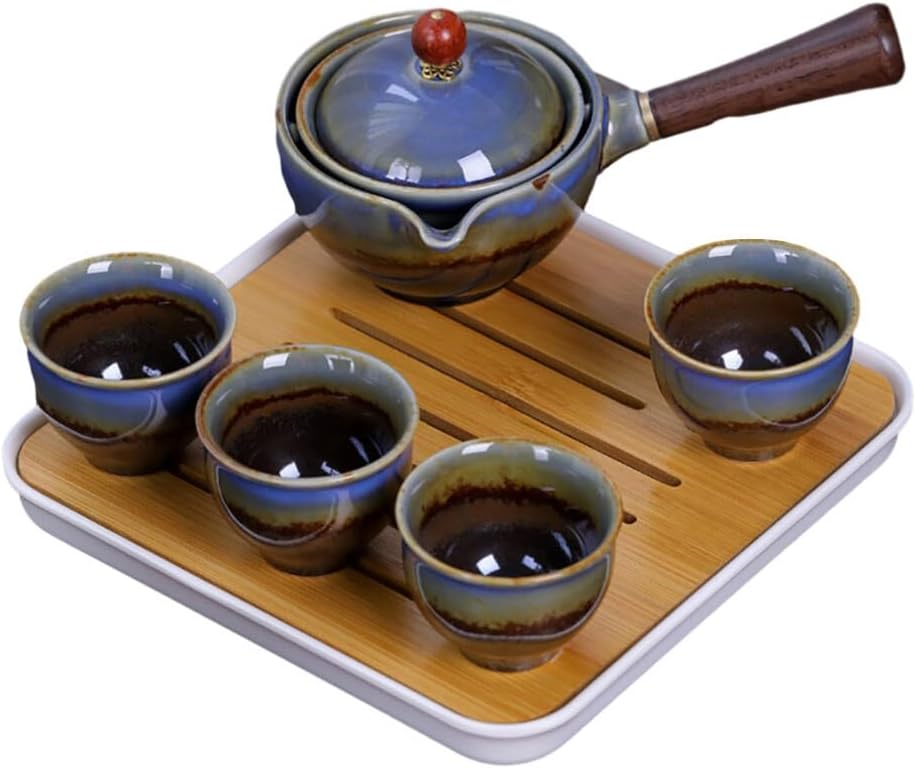 1 Set Travel Tea Set Ceramic Teapot Travel Tea Serving Kit Portable Tea Cup Travel Teapot Teacup Kit Ceramic Tea Cups Chinese Tea Brewing Kit Travel Teaware Kit Ceramic Teacup Kit