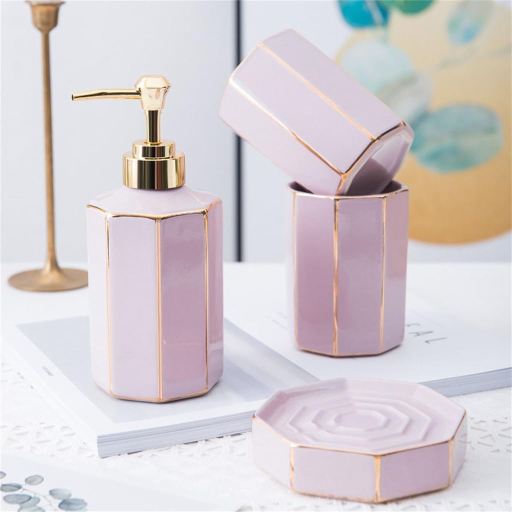 Pinks złoty ceramiczny zestaw do mycia łazienki kubek do płukania ust płyn do dezynfekcji rąk butelka hotel łazienka łazienka zestaw czteroczęściowy