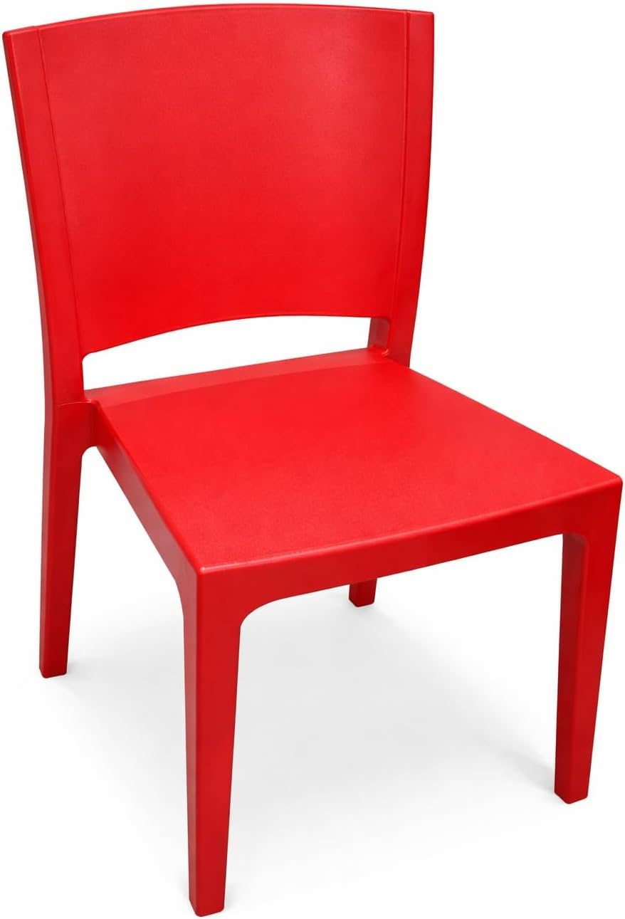 Areeta Flora Polypropylene Dining Chair – Modern Stackable Plastic Chair, Indoor & Outdoor Use, Lightweight Durable Seating for Kitchen, Garden, Café – Red | Shop4less