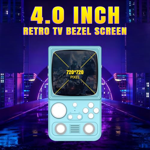 R36TMAX Upgraded Retro Handheld Game Console with 4000mAh Battery, 4.0'' IPS Screen, Retro Gaming Console with Portable Case, Supports WiFi Networked Fighting and OTG (128GB Blue) — view 3