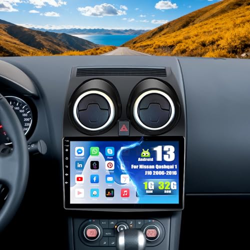SIXWIN 1+32G Android 13 Radio Coche para Nissan Qashqai J10 2006-2016 con Mirrorlink,9 Pulgadas Pantalla Táctil con Bluetooth/WiFi/GPS/FM/USB